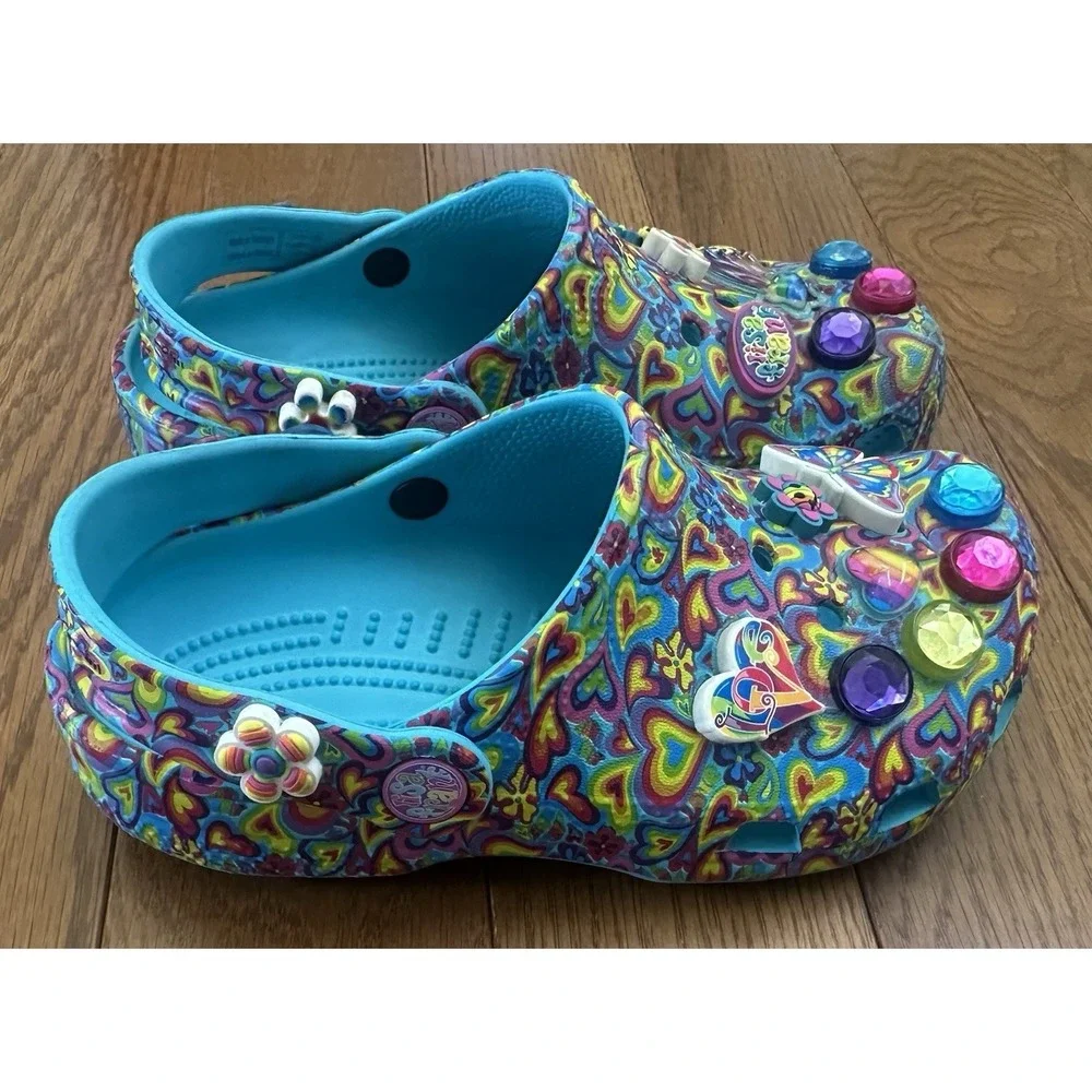 CROCS X Lisa Frank Classic Clogs Kids Size 1 J1 Aqua Limited Edition
